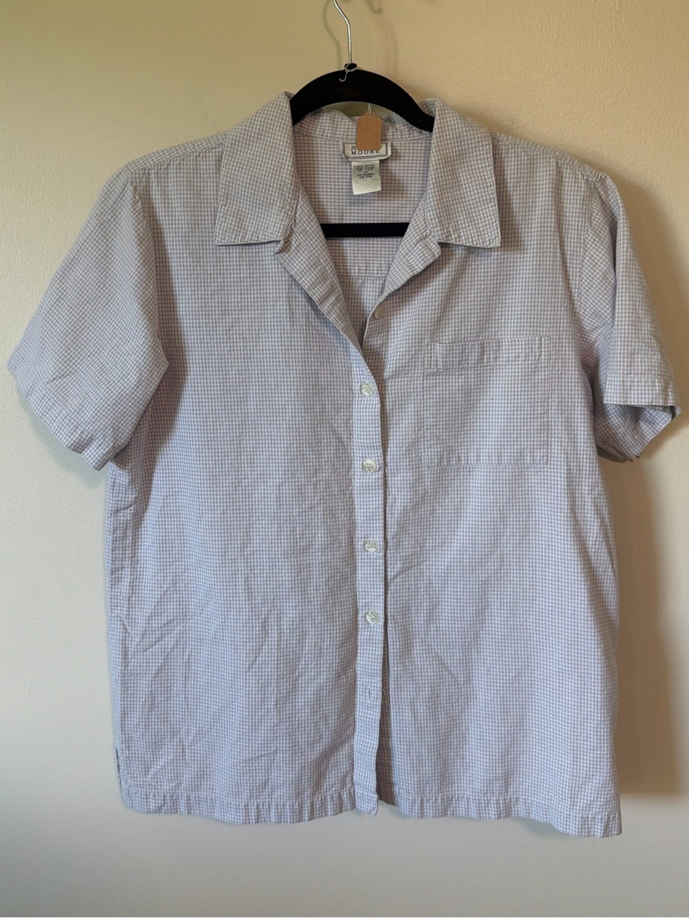 Vintage purple gingham cotton button up shirt cottagecore grandmacore size M